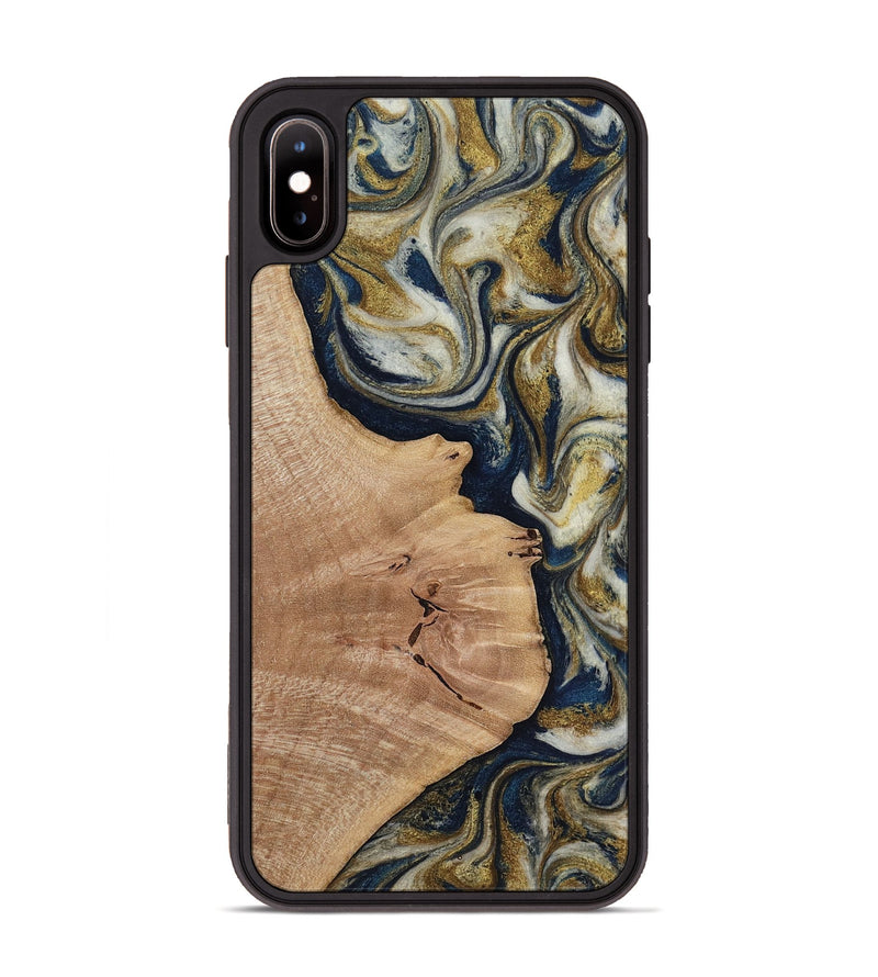 iPhone Xs Max Wood Phone Case - Susan (Teal & Gold, 818507)