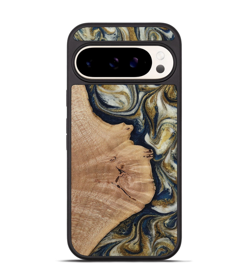 Pixel 9 Wood Phone Case - Susan (Teal & Gold, 818507)
