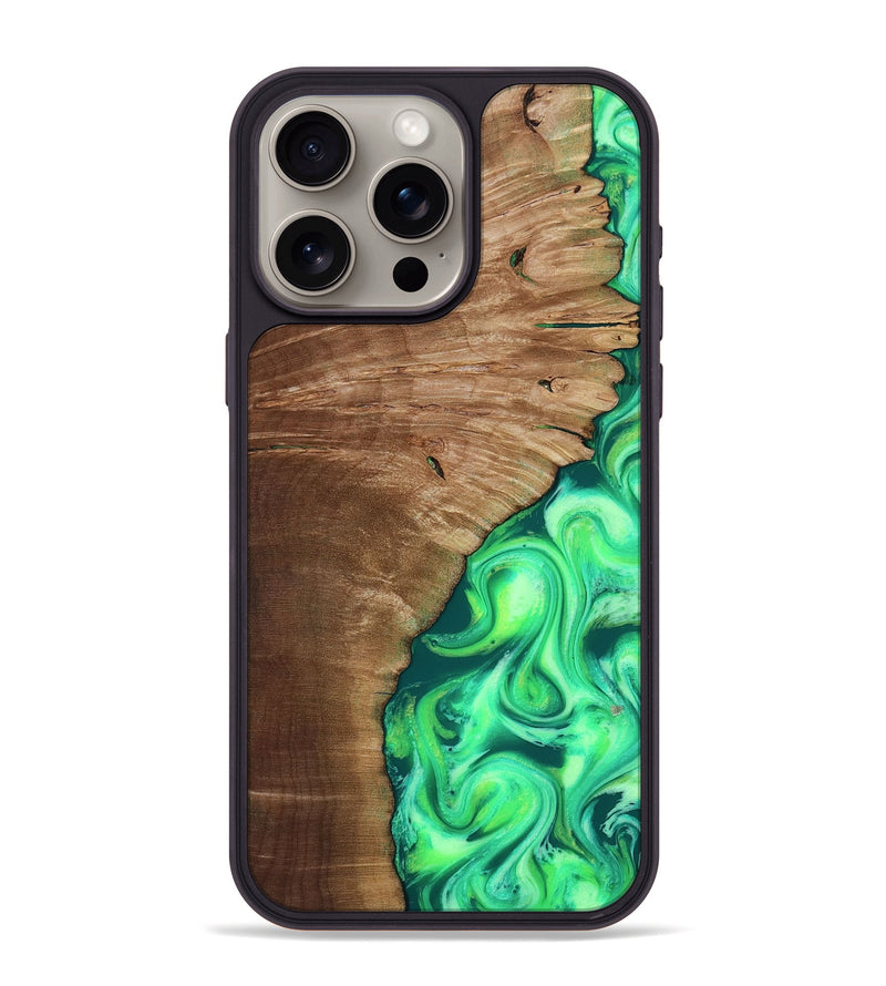 iPhone 15 Pro Max Wood Phone Case - Musa (Neon, 818510)
