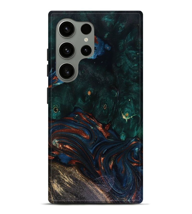 Galaxy S24 Ultra Wood Live Edge Phone Case - Carina (Teal & Gold, 818516)
