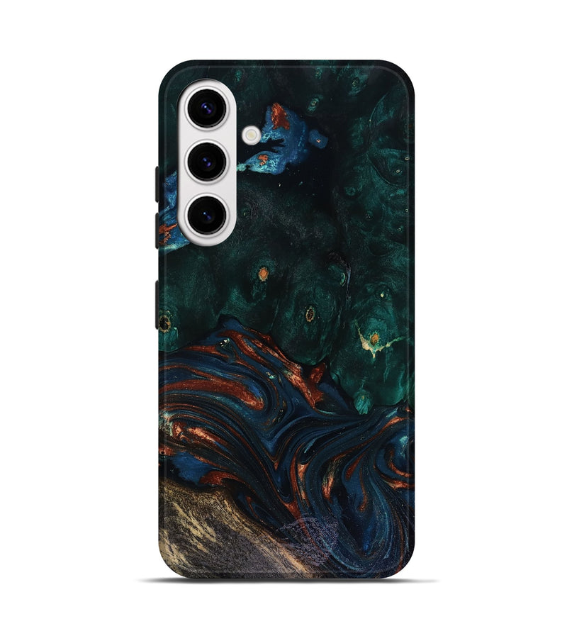 Galaxy S25 Wood Live Edge Phone Case - Carina (Teal & Gold, 818516)
