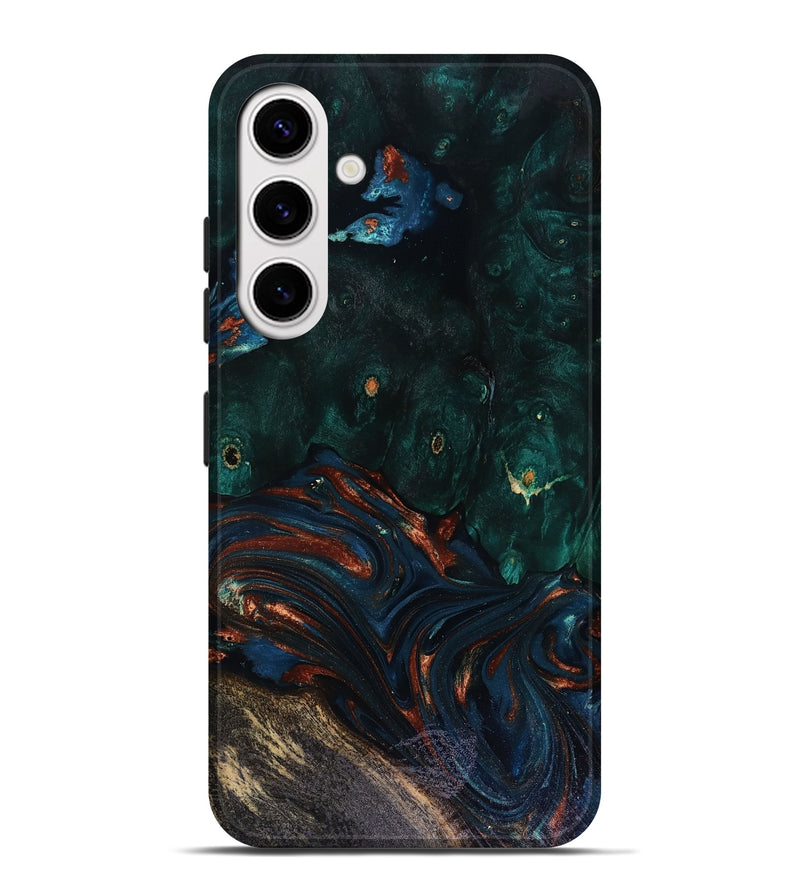 Galaxy S25 Plus Wood Live Edge Phone Case - Carina (Teal & Gold, 818516)