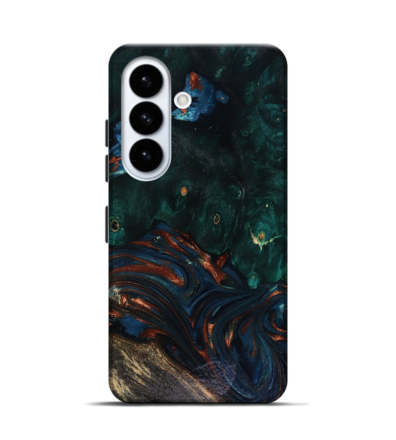Galaxy S26 Wood Live Edge Phone Case - Carina (Teal & Gold, 818516)