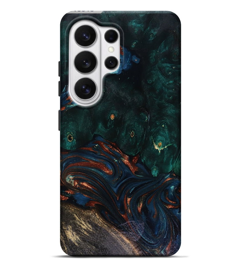 Galaxy S26 Ultra Wood Live Edge Phone Case - Carina (Teal & Gold, 818516)