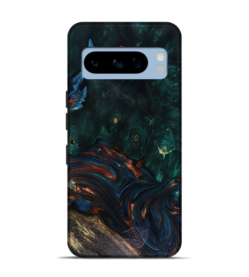 Pixel 8 Pro Wood Live Edge Phone Case - Carina (Teal & Gold, 818516)