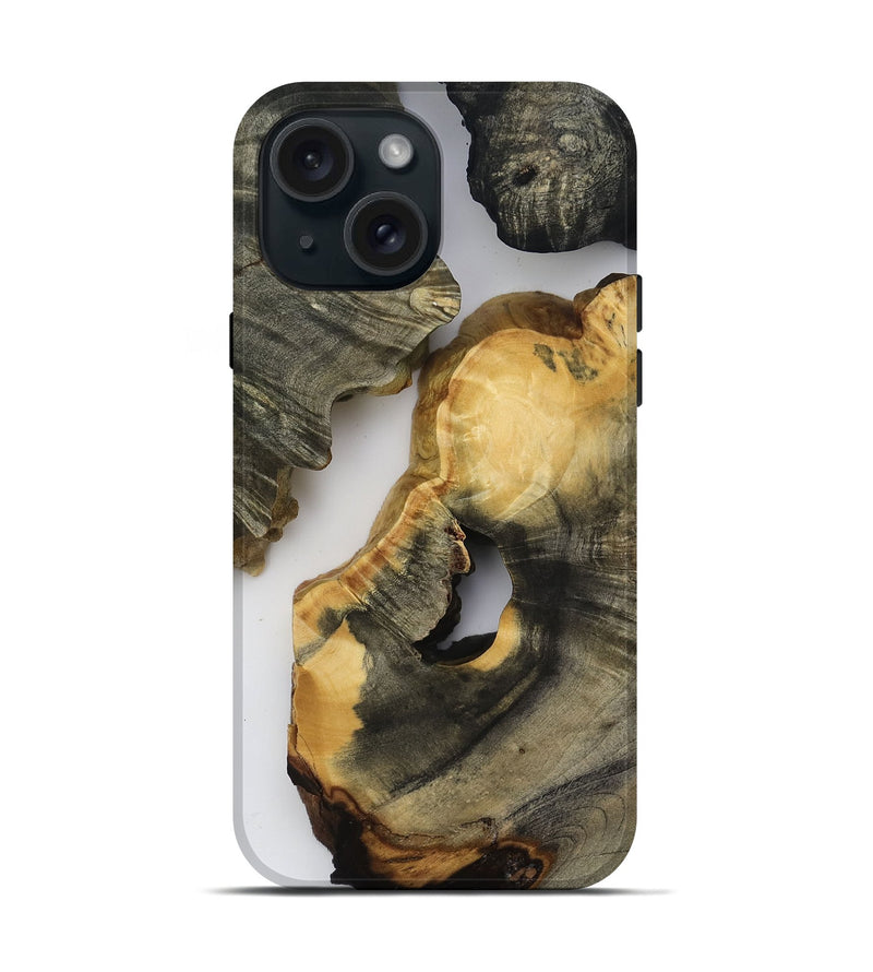 iPhone 15 Wood Live Edge Phone Case - Bear (Clear, 818517)