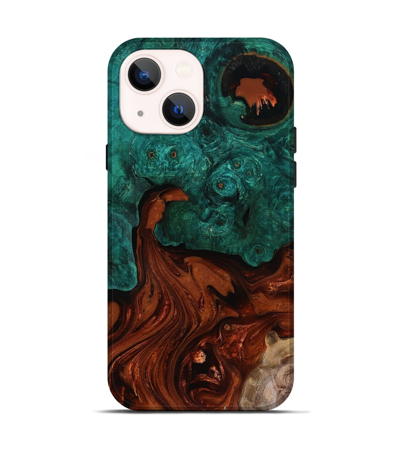 iPhone 14 Wood Live Edge Phone Case - Zina (Red, 818521)