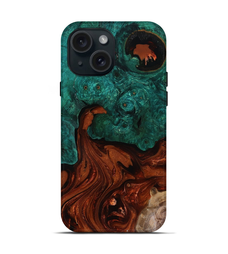 iPhone 15 Wood Live Edge Phone Case - Zina (Red, 818521)