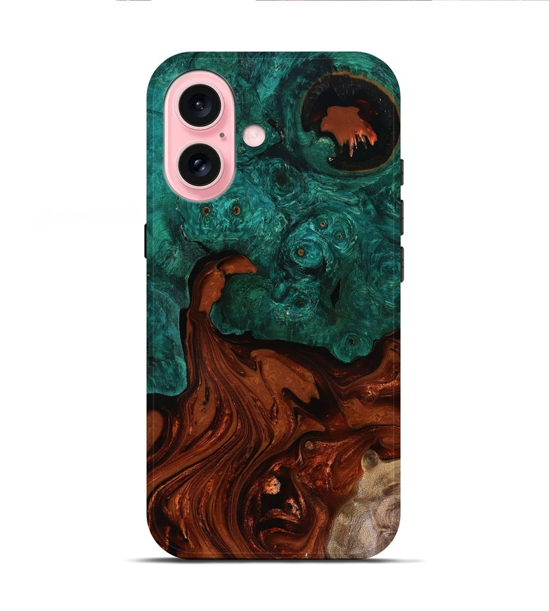 iPhone 16 Wood Live Edge Phone Case - Zina (Red, 818521)