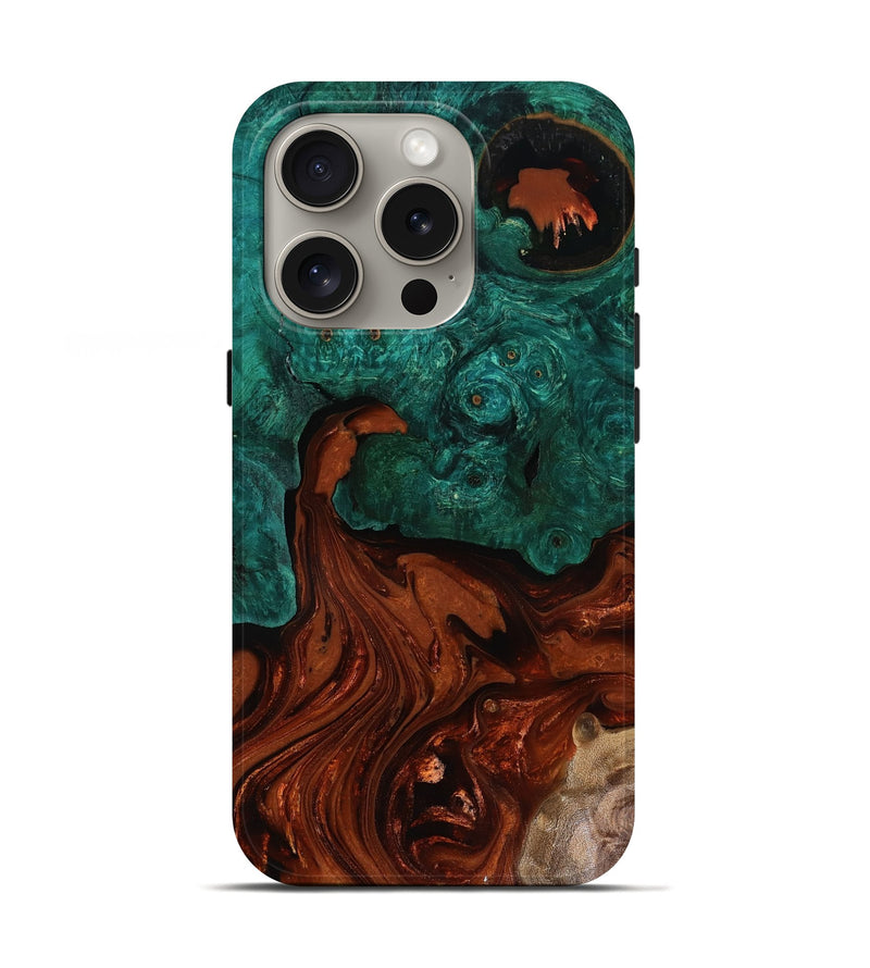 iPhone 16 Pro Wood Live Edge Phone Case - Zina (Red, 818521)