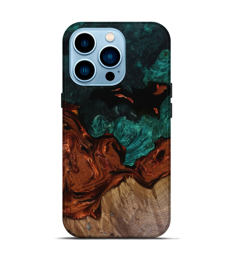 iPhone 14 Pro Wood Live Edge Phone Case - Fabiola (Red, 818523)