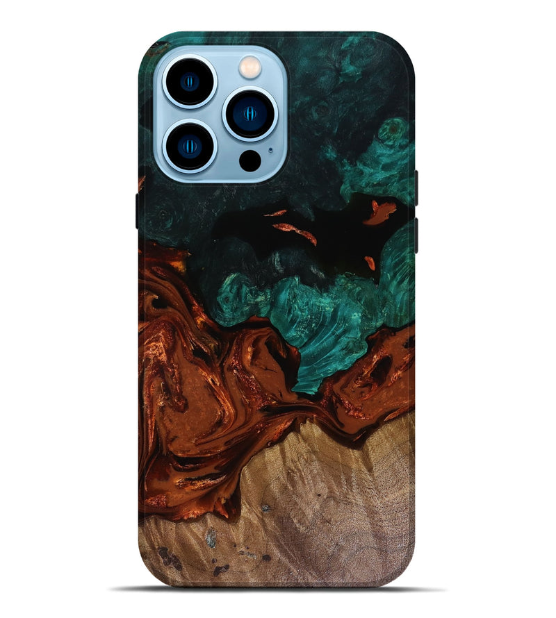 iPhone 14 Pro Max Wood Live Edge Phone Case - Fabiola (Red, 818523)