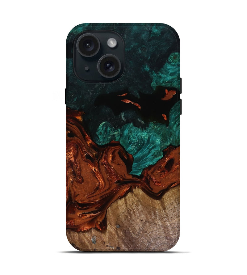 iPhone 15 Wood Live Edge Phone Case - Fabiola (Red, 818523)