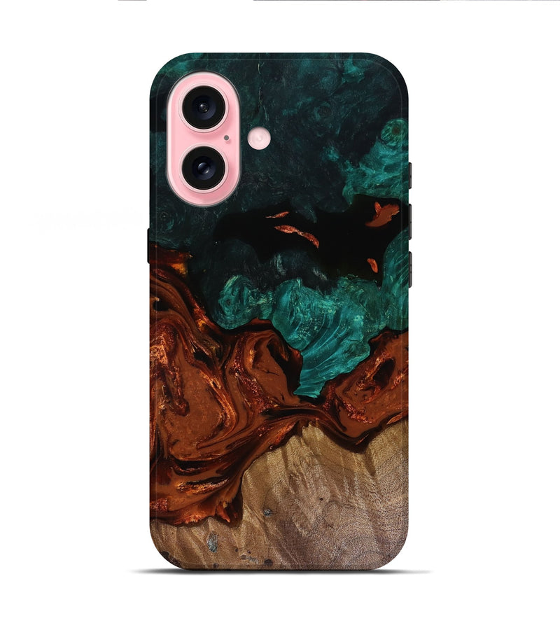 iPhone 16 Wood Live Edge Phone Case - Fabiola (Red, 818523)