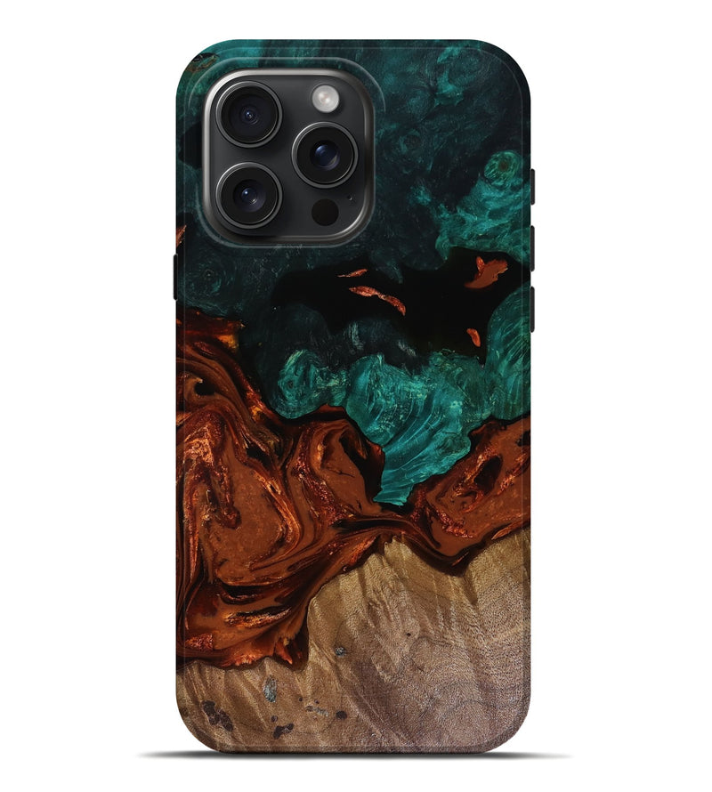 iPhone 16 Pro Max Wood Live Edge Phone Case - Fabiola (Red, 818523)