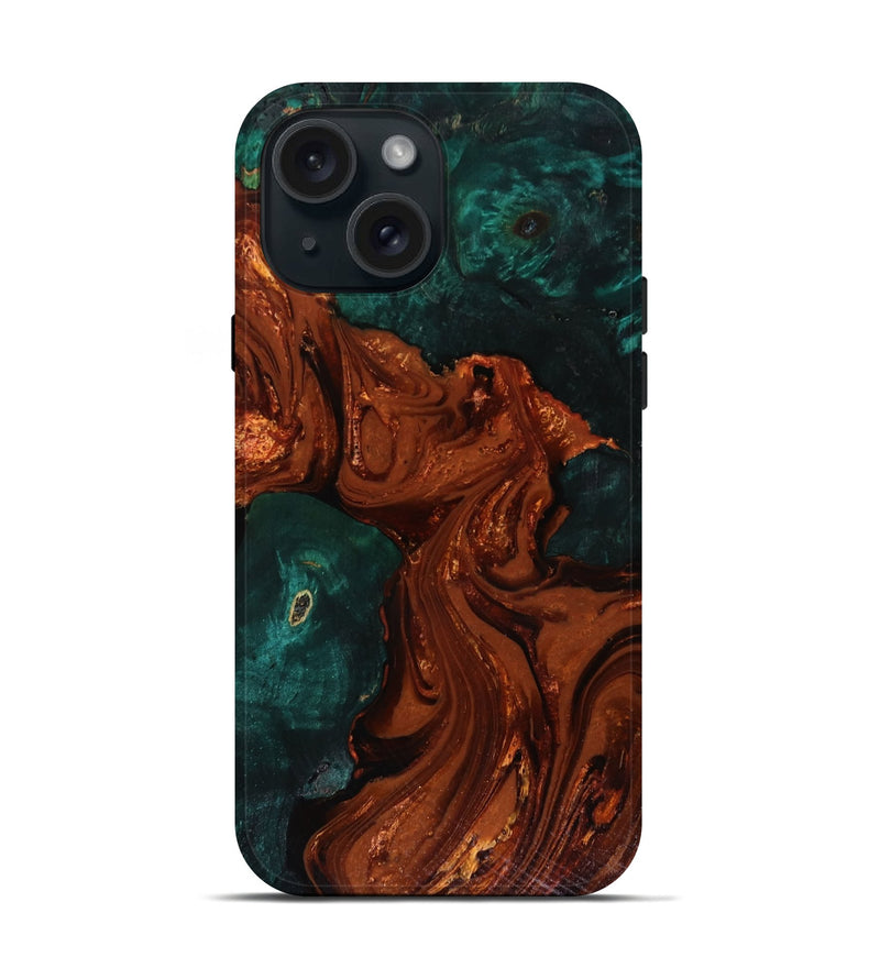 iPhone 15 Wood Live Edge Phone Case - Maximo (Red, 818528)
