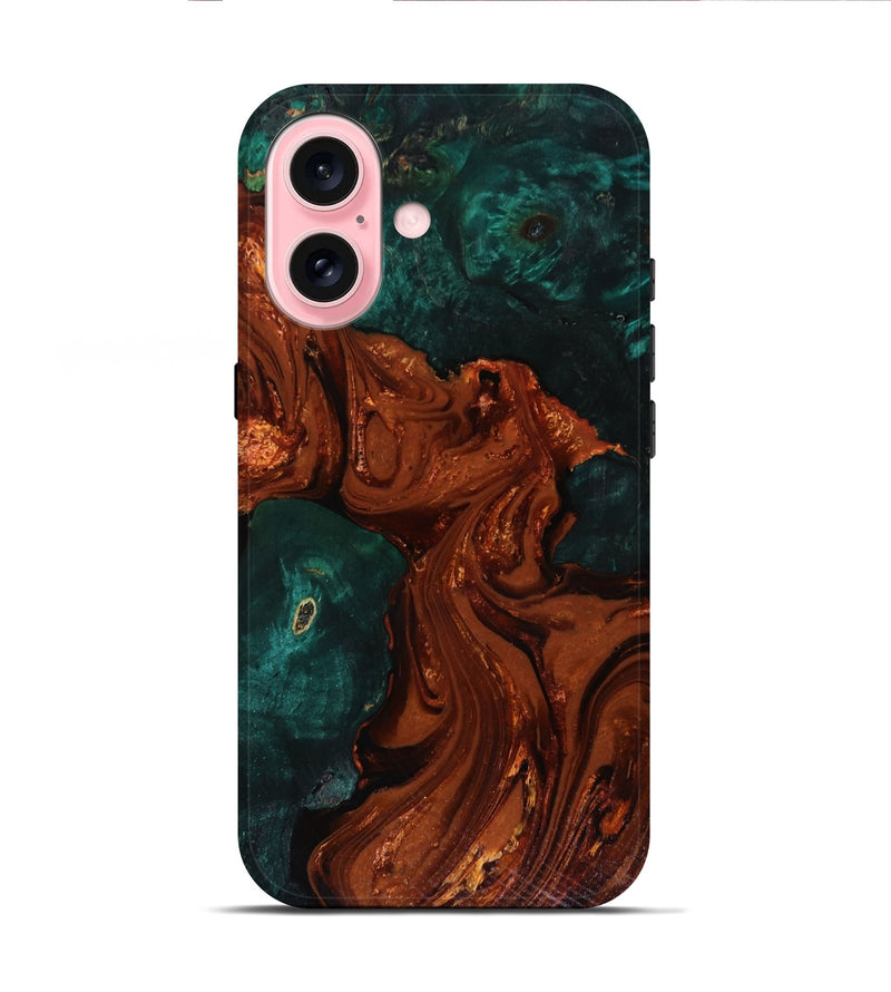 iPhone 16 Wood Live Edge Phone Case - Maximo (Red, 818528)