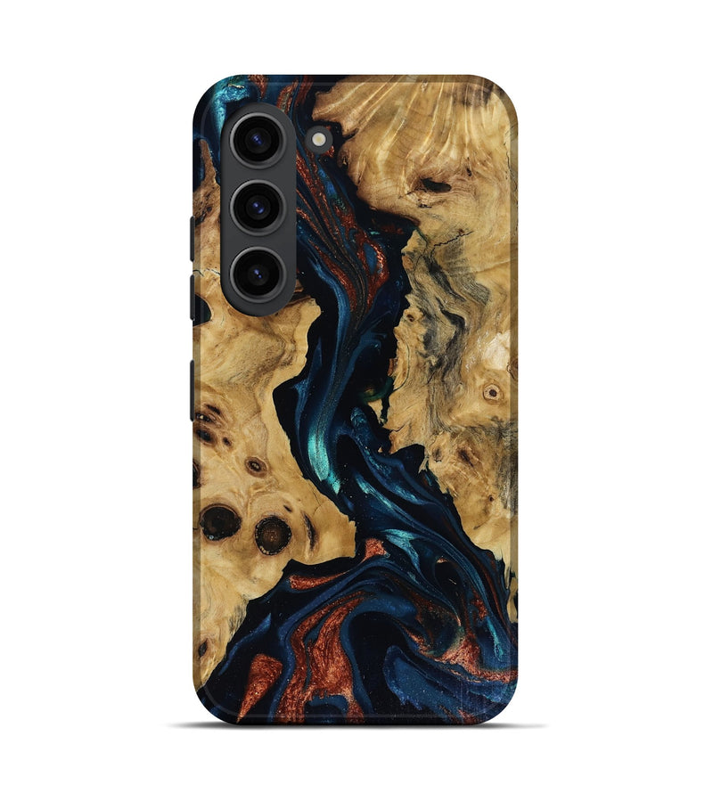 Galaxy S23 Wood Live Edge Phone Case - Davion (Teal & Gold, 818529)