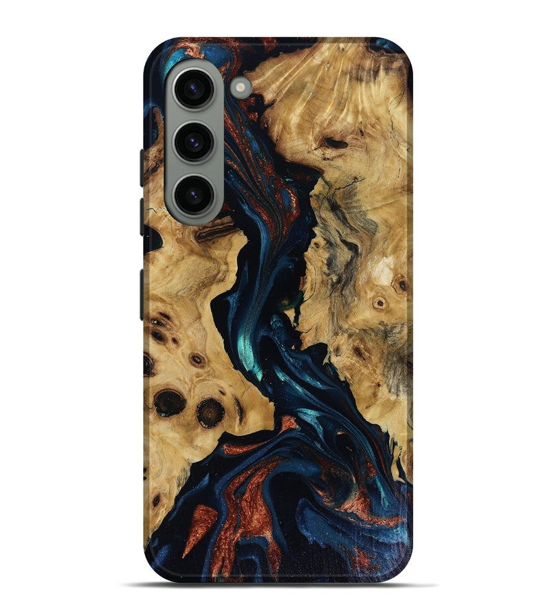 Galaxy S23 Plus Wood Live Edge Phone Case - Davion (Teal & Gold, 818529)