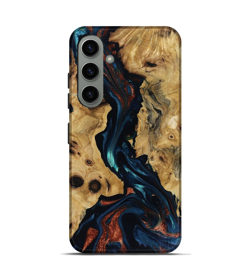 Galaxy S24 Wood Live Edge Phone Case - Davion (Teal & Gold, 818529)