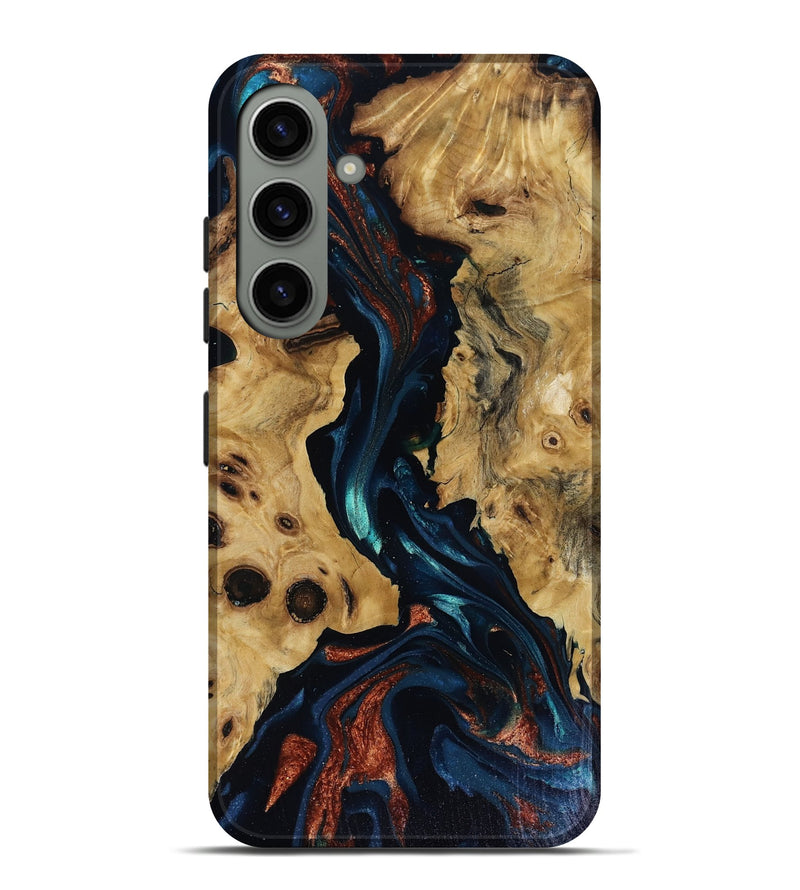 Galaxy S24 Plus Wood Live Edge Phone Case - Davion (Teal & Gold, 818529)