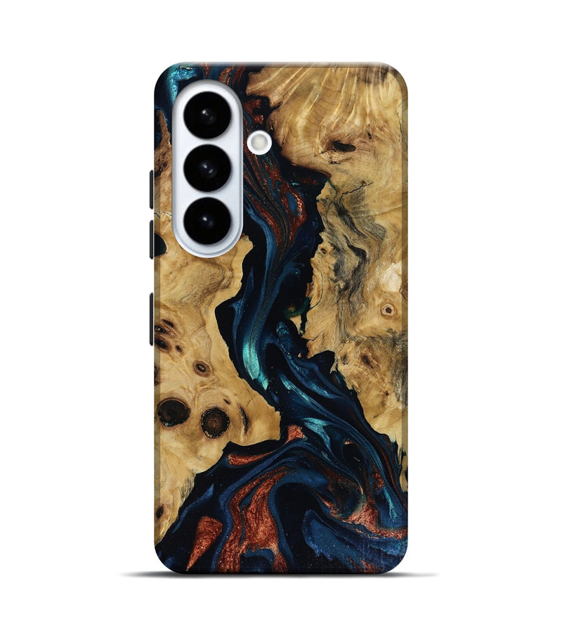 Galaxy S26 Wood Live Edge Phone Case - Davion (Teal & Gold, 818529)
