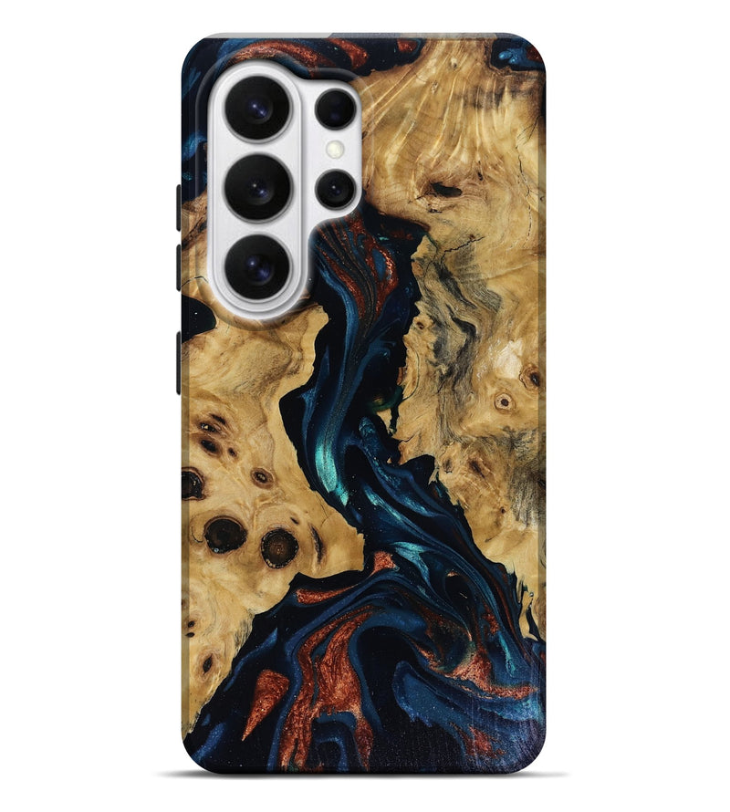 Galaxy S26 Ultra Wood Live Edge Phone Case - Davion (Teal & Gold, 818529)