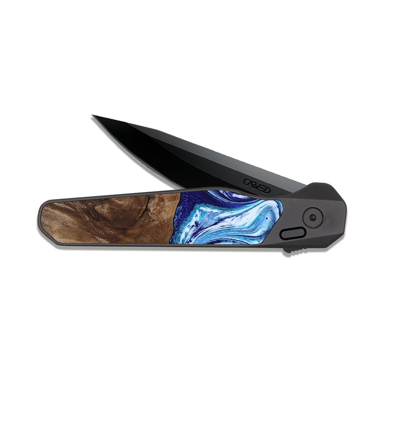 EDC Dark Slate Wood Pocket Knife - Liddie (Blue, 818531)