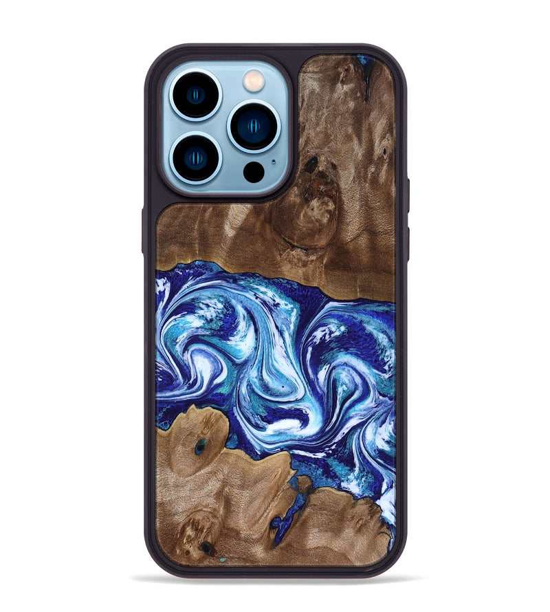 iPhone 14 Pro Max Wood Phone Case - Liddie (Blue, 818531)