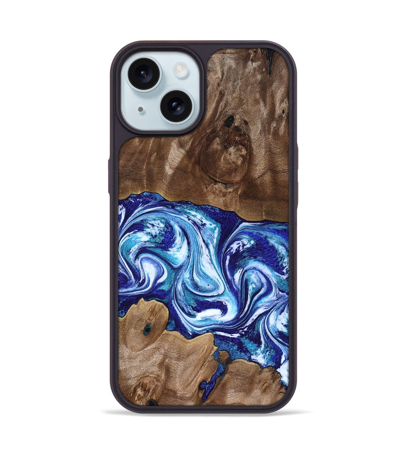 iPhone 15 Wood Phone Case - Liddie (Blue, 818531)