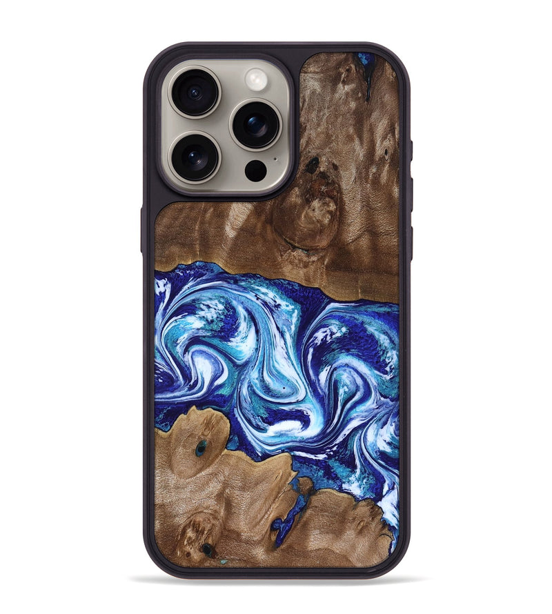 iPhone 15 Pro Max Wood Phone Case - Liddie (Blue, 818531)