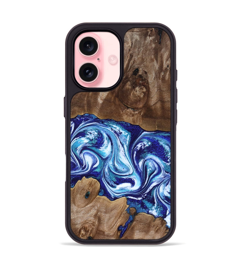 iPhone 16 Wood Phone Case - Liddie (Blue, 818531)