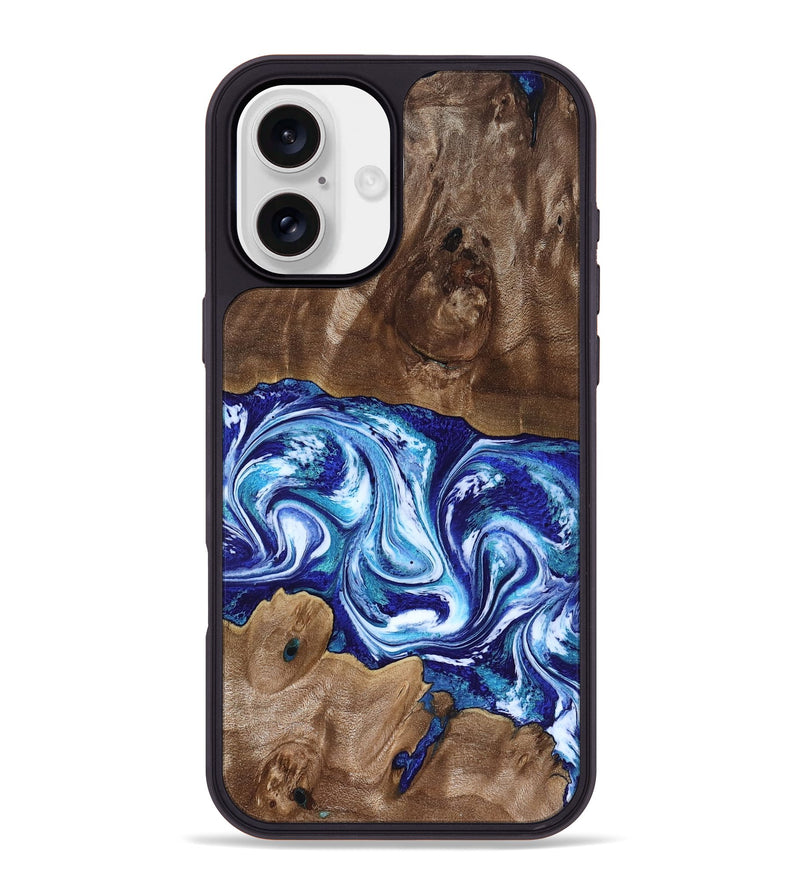 iPhone 16 Plus Wood Phone Case - Liddie (Blue, 818531)