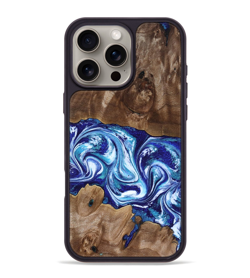 iPhone 16 Pro Max Wood Phone Case - Liddie (Blue, 818531)