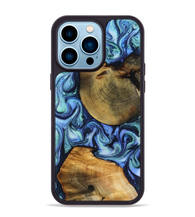 iPhone 14 Pro Max Wood Phone Case - Wyatt (Blue, 818532)