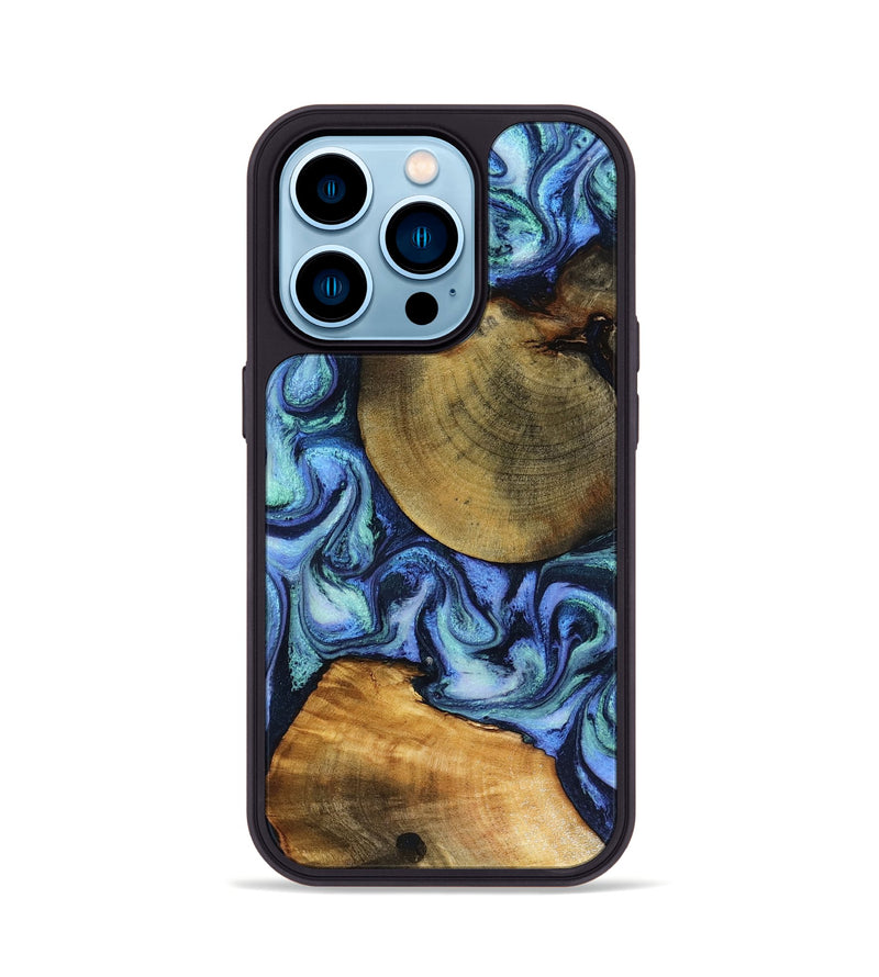 iPhone 14 Pro Wood Phone Case - Wyatt (Blue, 818532)
