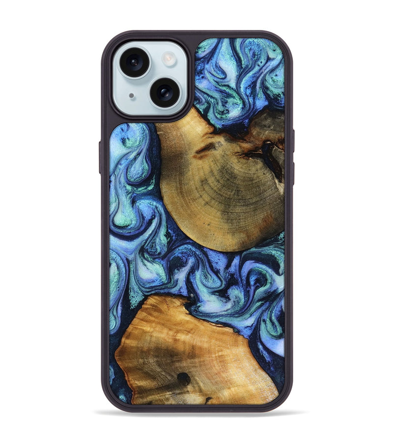 iPhone 15 Plus Wood Phone Case - Wyatt (Blue, 818532)