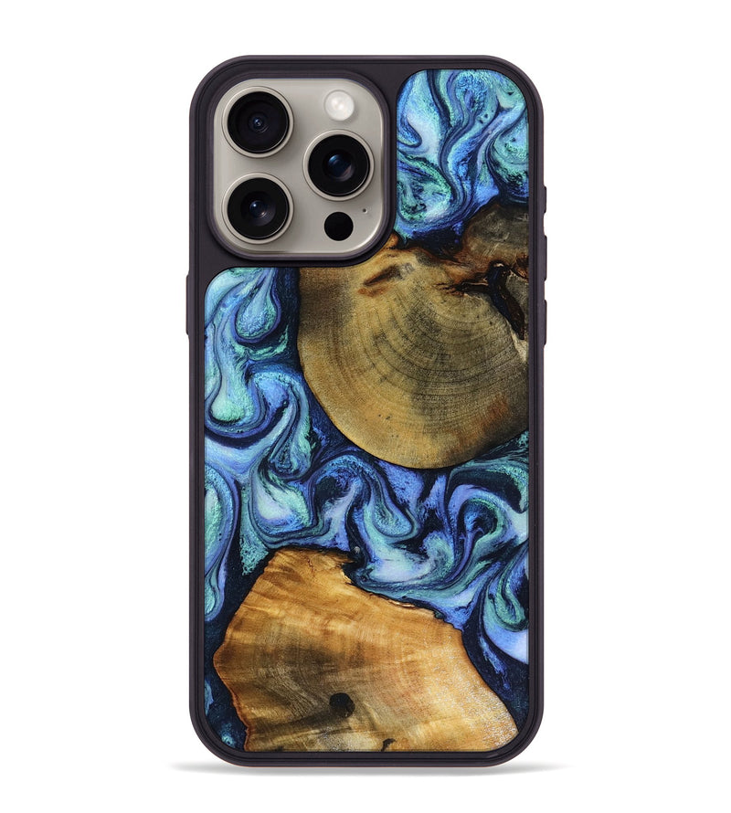 iPhone 15 Pro Max Wood Phone Case - Wyatt (Blue, 818532)