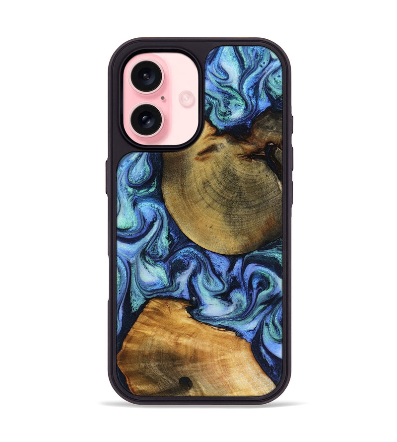 iPhone 16 Wood Phone Case - Wyatt (Blue, 818532)