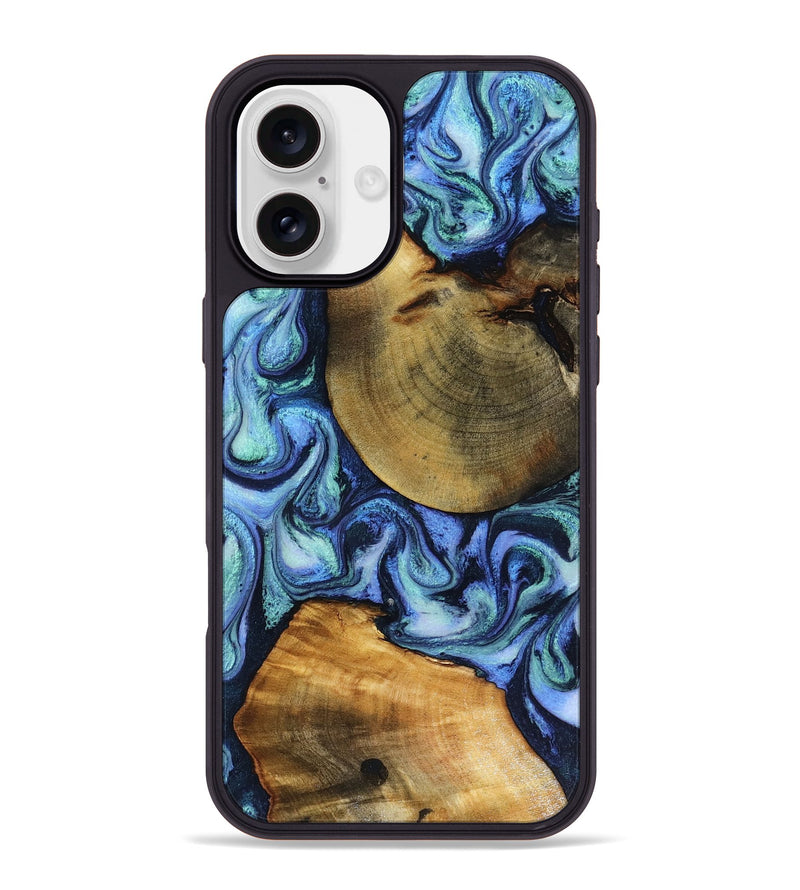 iPhone 16 Plus Wood Phone Case - Wyatt (Blue, 818532)