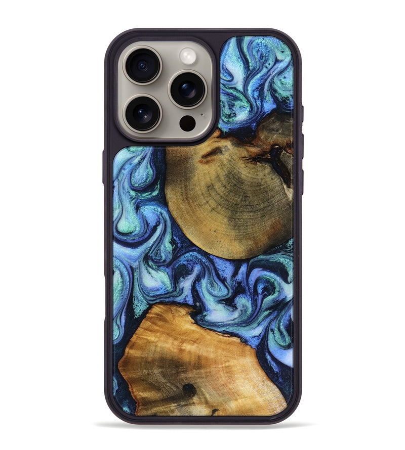 iPhone 16 Pro Max Wood Phone Case - Wyatt (Blue, 818532)