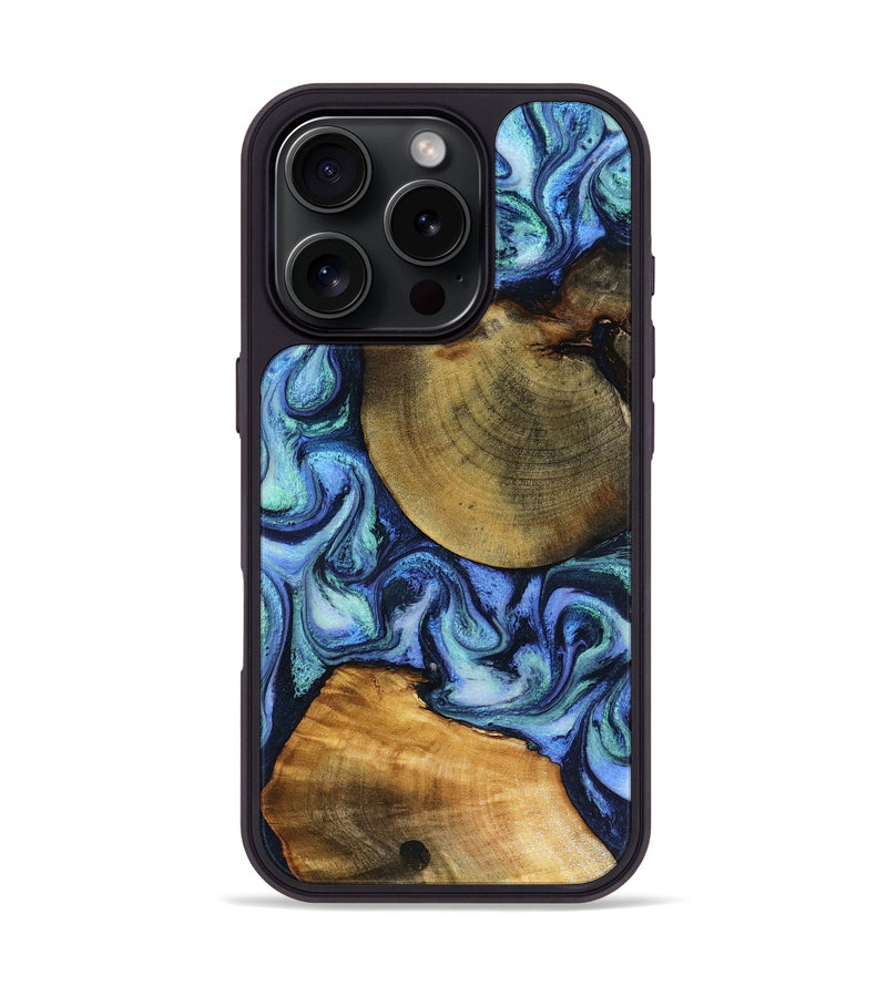 iPhone 16 Pro Wood Phone Case - Wyatt (Blue, 818532)
