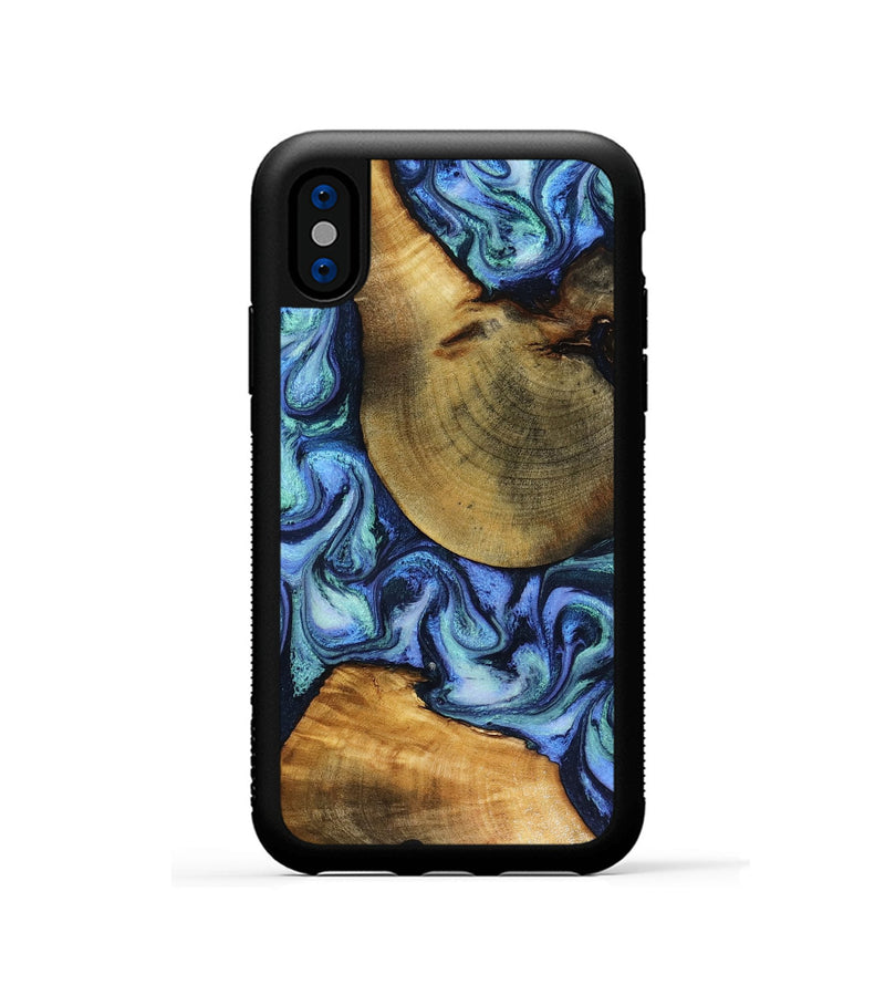iPhone Xs Wood Phone Case - Wyatt (Blue, 818532)