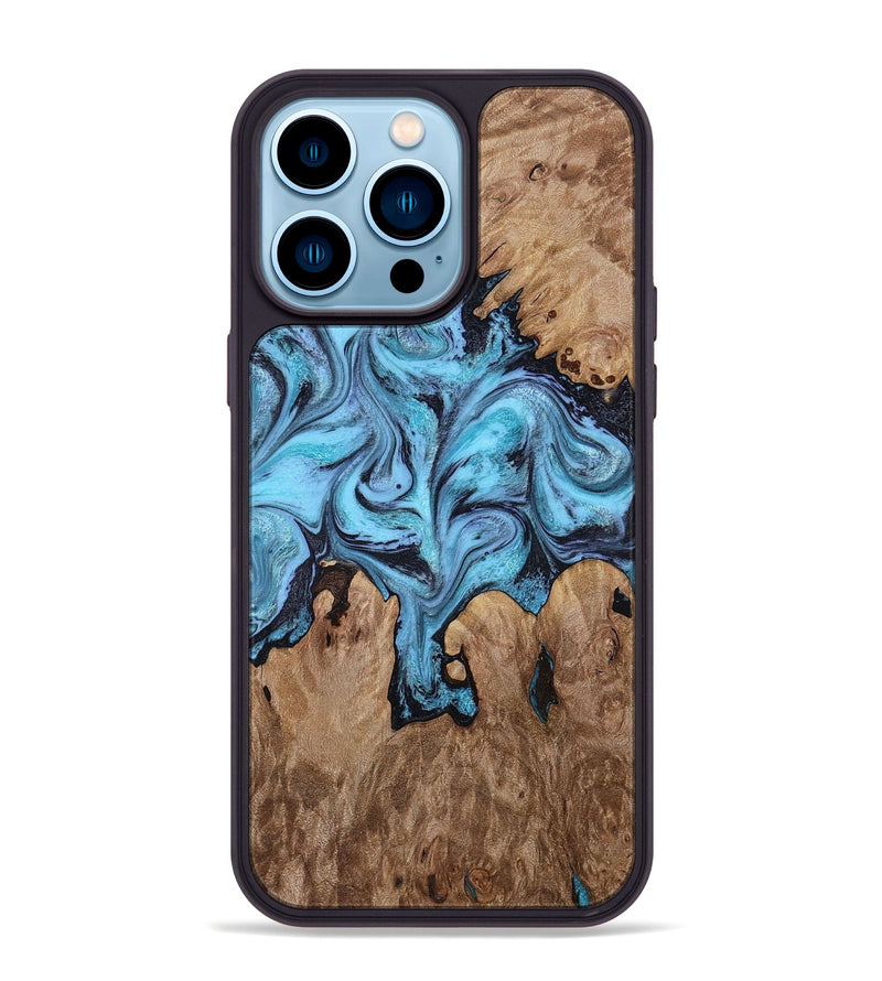 iPhone 14 Pro Max Wood Phone Case - Henrik (Blue, 818534)