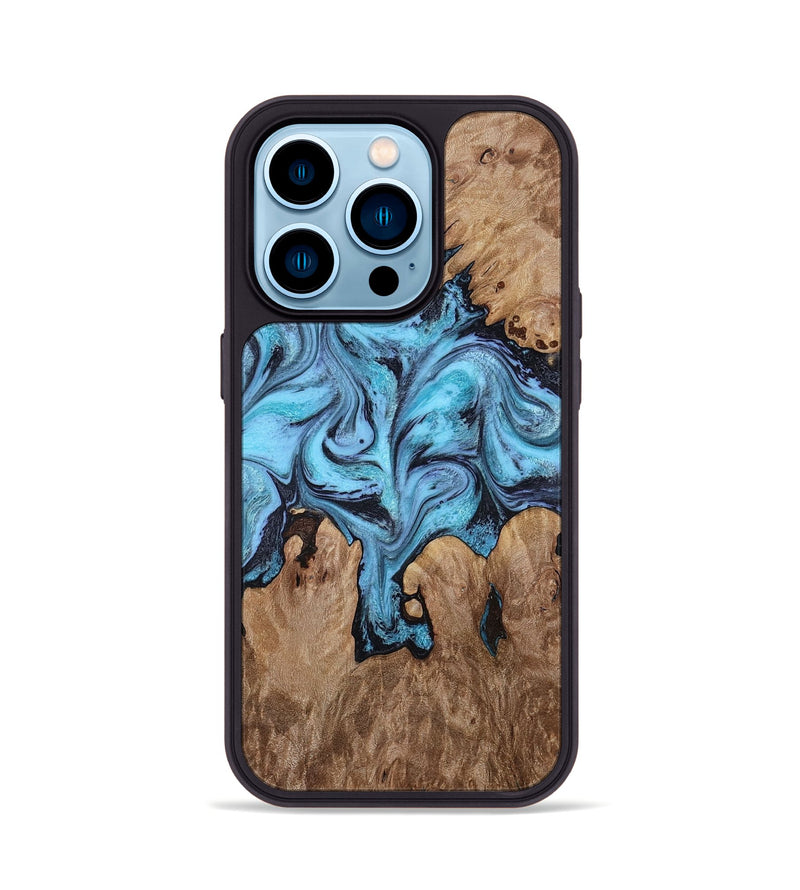 iPhone 14 Pro Wood Phone Case - Henrik (Blue, 818534)