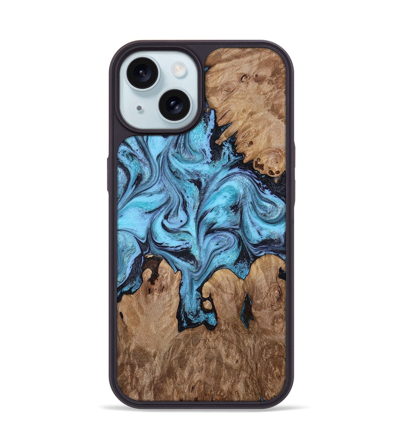 iPhone 15 Wood Phone Case - Henrik (Blue, 818534)