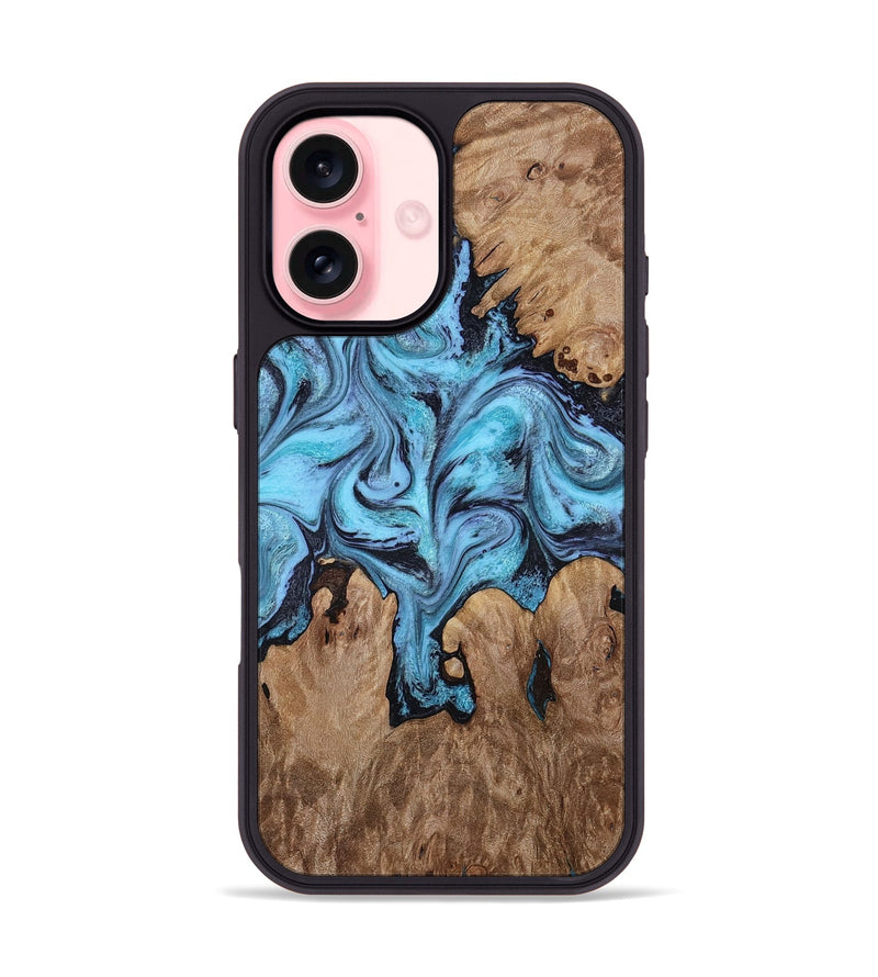 iPhone 16 Wood Phone Case - Henrik (Blue, 818534)