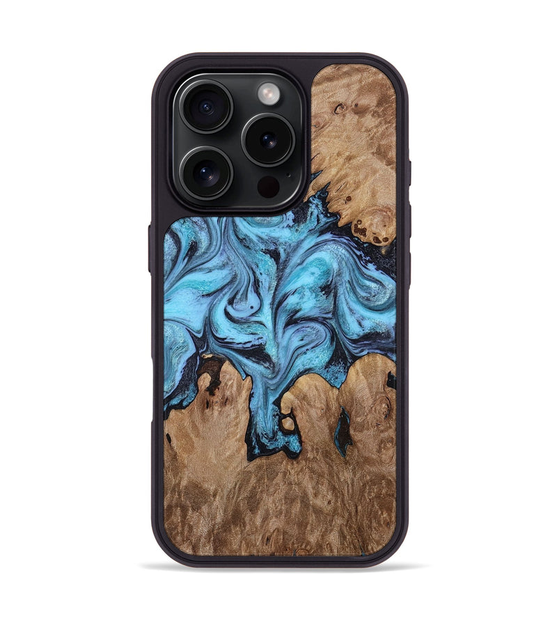 iPhone 16 Pro Wood Phone Case - Henrik (Blue, 818534)