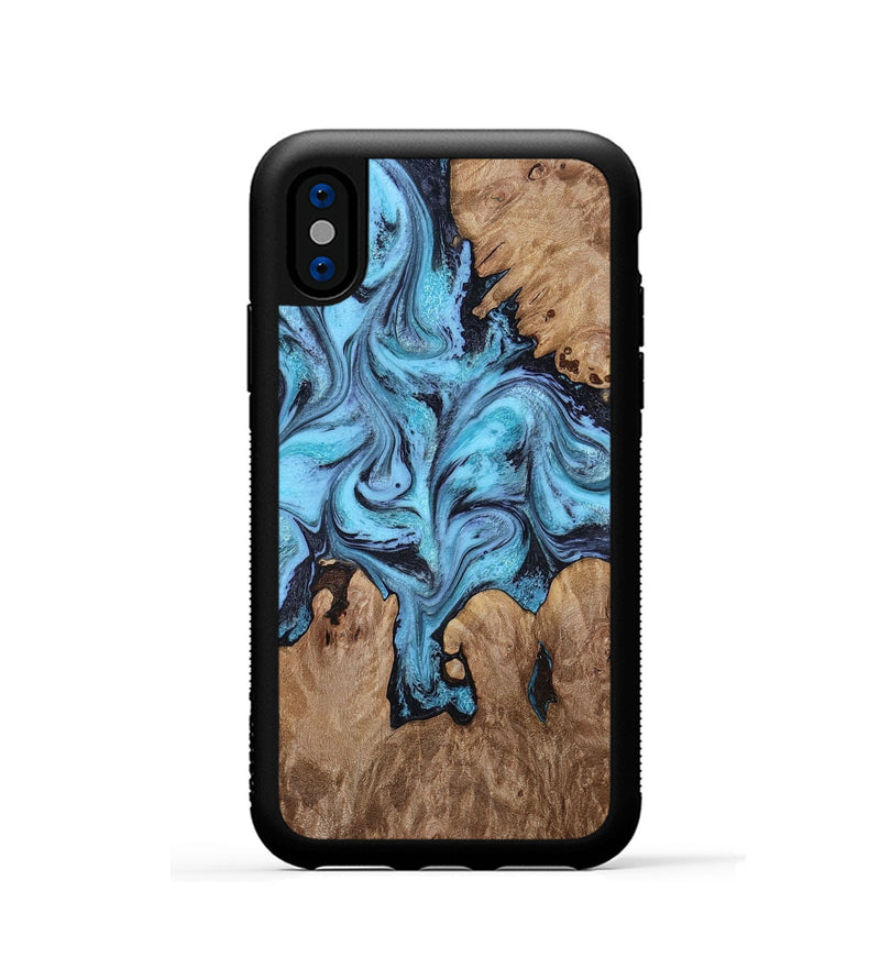 iPhone Xs Wood Phone Case - Henrik (Blue, 818534)