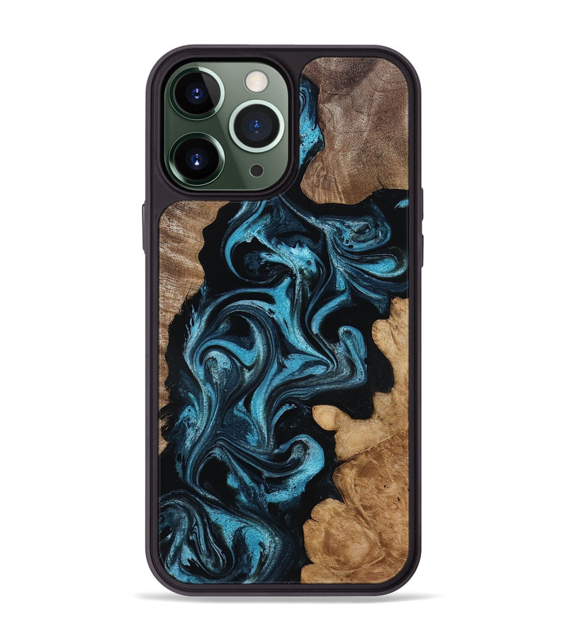 iPhone 13 Pro Max Wood Phone Case - Martika (Blue, 818535)